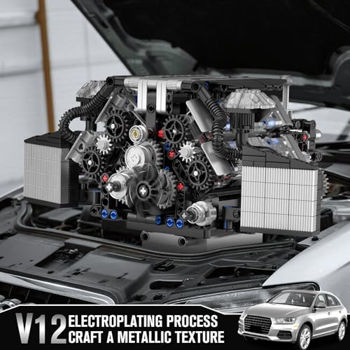 Mould King 10230 W12 Engine Building Block Set, MOC Mini Transmission Engine Model Toy for Adults 14+, V8 Engine Series for Display Collection(871 PCS) - style: W12 Engine