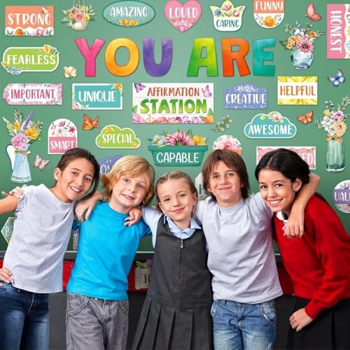 45pcs Flower Affirmation Station Bulletin Board Classroom Decor - style: Flower