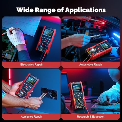 3-in-1 Handheld Oscilloscope Multimeter with Signal Generator, 12MHz Bandwidth 50MS/s Portable Digital Oscilloscope Multimeter, True RMS Auto-Ranging, 1500mAh Battery for Electronics Repair - size: HO-13