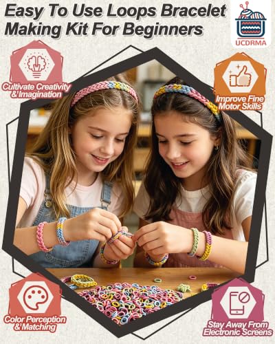 UCDRMA 1000PCS Soft Cloth Loom Bands Refill for Bracelet, Loop Bracelet Making Kit in Vintage Art Colors Weaving Loom Refill Loops Pack, Elastic Band Bracelet Kit Can Make 40+ Friendship Bracelets - color: Vintage Art Colors