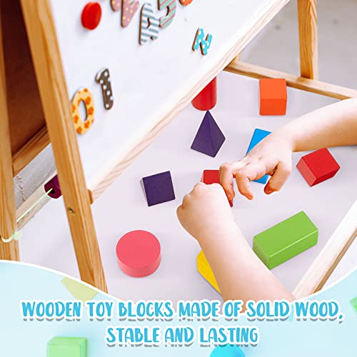 Deekin 18 Pcs Large 3D Shapes Geometric Solids Wooden Blocks, 3D Shape - style: 3D Shape
