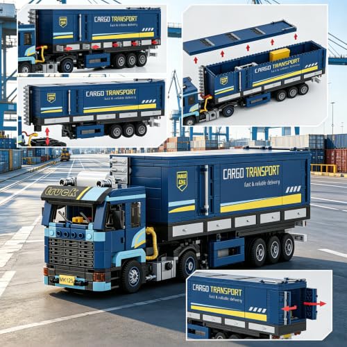 Mould King Container Truck Building Blocks Set, 972 PCS Trailer Set