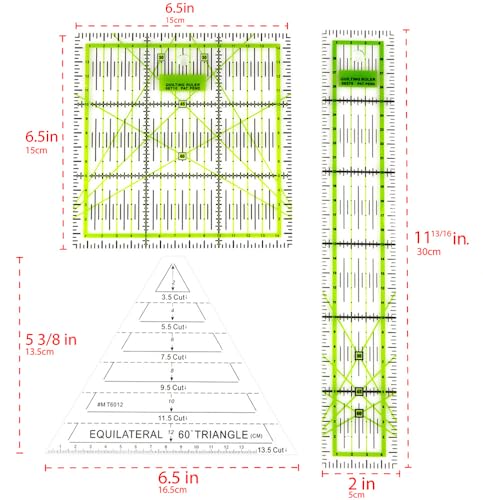 Craft County Acrylic Sewing Rulers – Transparent Measuring Tools for Sewing, Quilting, and DIY Crafts – Bundle (Square, Triangle, and Rectangle) - style: Bundle