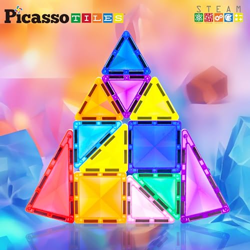 PicassoTiles Travel Size Series Magnet Building Blocks Toy Set mini Diamond Magnetic Construction Block Sensory Toys Preschool Toddler Boy Girls Age 3+ STEM Educational Learning Kit Pretend Play PTM13 - color: Mini 13pcs