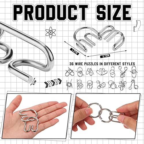 Metal Brain Teasers Set, Steel Iq Games with Pouch, Easy - style: Easy