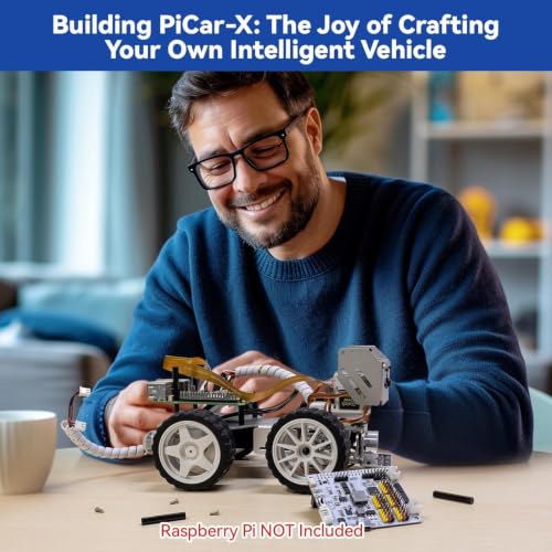 SunFounder Picar-X AI Robot Smart Car Kit for Raspberry Pi 5/4/3B+/Zero 2w, Openclaw LLMs ChatGPT/Gemini/Grok, Voice&Video Recognition, Python, Scratch, Camera (RPI NOT Included) - color: Picarx