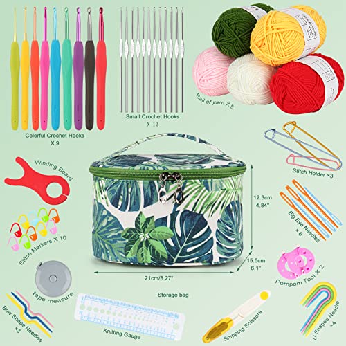 Aeelike Crochet Kits for Beginners with Yarn, Green - color: green leaves