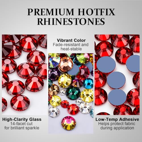 GLTECK Hotfix Applicator, Bedazzler Kit with 5784 PCS Rhinestones for Crafts, DIY Hot Fix Rhinestone Applicator Wand Setter Tool with 7 Tips, 6 Pattern Templates, Gloves, Tweezers & Cleaning Brush