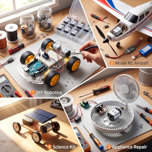 Mudder 20 Pcs Mini Electric Motor Dc 1.5-3V 23000rpm Cars Toys Rectangular Small High Speed Torque for DIY Remote Control Toy Car Science Projects Experiments Metal Engine Kit