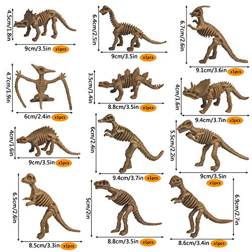 36 PCS Dinosaur Fossil Skeletons Dinosaur Skeleton Toys Assorted Figures Dino Bones for Dino Sand Dig Science Play Party Favor Decorations - size: 36 Piece Assortment