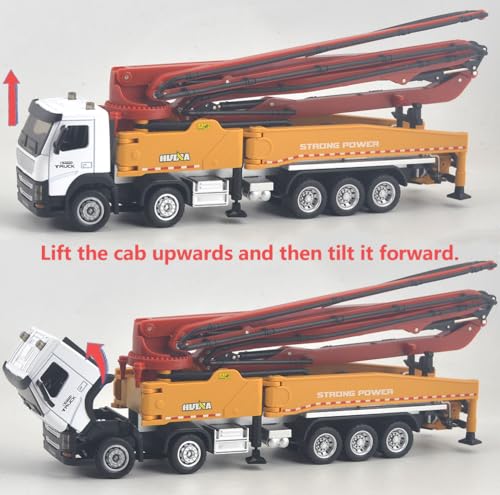 Ailejia Concrete Pump Truck Model Toy Construction Vehicle 1:50 Scale Die-cast Heavy Duty Wheeled Pump Truck Toys for Kids and Ornament (Red) - color: Red Pump Truck