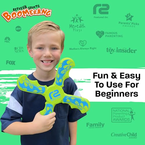 Boomerangs for Kids: Best Soft Flying Toy - Gifts for Boys & Girls All Ages - Fun Boy Stocking Stuffers - Boys Toys Age 8-10 Year Old & 10-12 & Up - Outdoor Flying Disc & Beach Toys for Kids Presents - color: Green