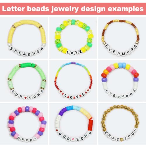 Redtwo 1600Pcs Letter Beads for Bracelets A-Z Alphabet Beads for Bracelets