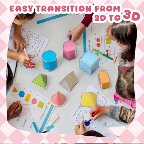 Faccito 8 Pcs 8 Styles 2D & 3D Geometric Solids Math Manipulatives - style: 8 Styles