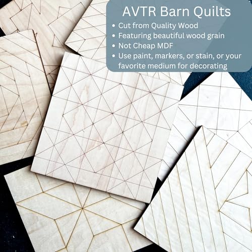 9" Barn Quilt Kit Set 4 | HST, Friendship Star, Dutch Sq, Flying Geese - size: 9 inches (set of 4), style: HST, Friendship Star, Dutch Square, Flying Geese