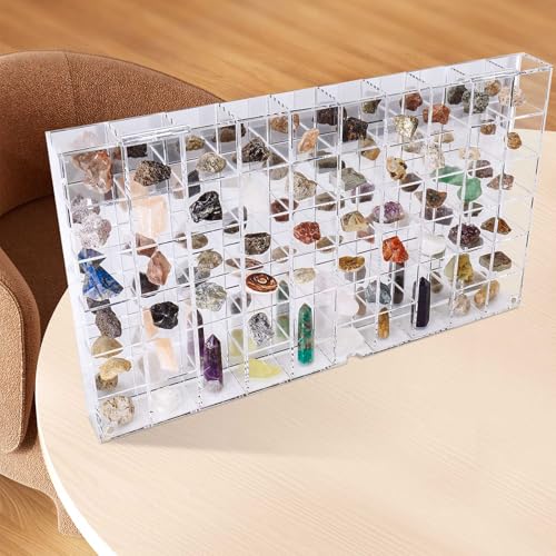 Adjustable Seashell Display Case Box Large Rock Fossil Arrowhead Case - size: Large Horizontal 60-Room Display Case-New