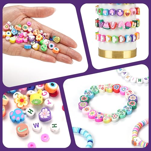 2300pcs Polymer Clay Beads Bracelet Making Kit with Colorful Letter Beads - color: 1#Clay Beads