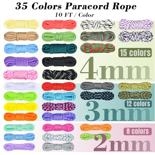 WEREWOLVES 35 Colors Paracord Bracelet Jig Kit, 10FT Parachute Combo Kit - style: Luck, 10FT-35 Color