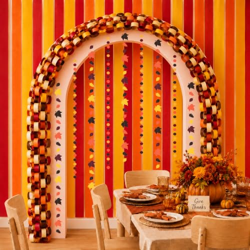 500 Sheets Thanksgiving Paper Chain Strips and Maple Leaf Garland Set - color: Thanksgiving-500pc
