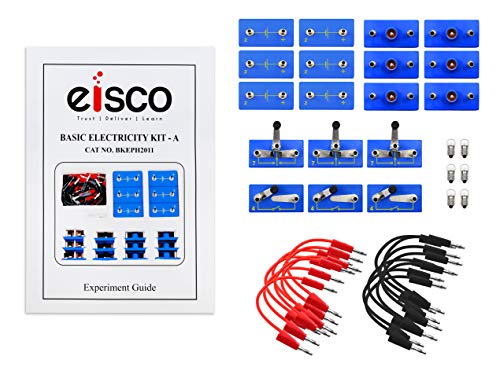 EISCO Primary Basic Electricity Kit - Includes Connecting Leads, Bulb & Cell Holders, Press & Two-Way Switches & Activity Guide - Materials for 6 Students
