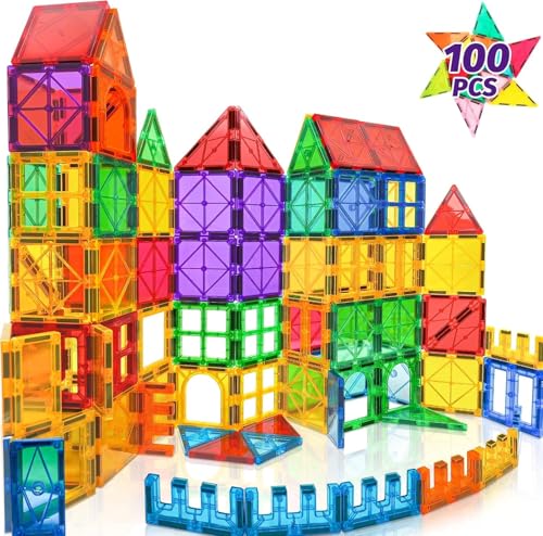 100pcs Magnetic Tiles for Kid Age 3+ Magnetic Blocks Toddlers Toys - style: 100Pcs