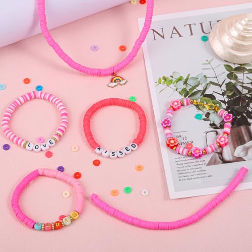 JMUQ 28 Strands Clay Beads Bracelet Making Kit, 28 Colors Friendship Preppy Flat Polymer Clay Heishi Beads for Bracelets Jewelry Making Kit, DIY Arts and Crafts Gifts - color: 28 Colors-4000PCS