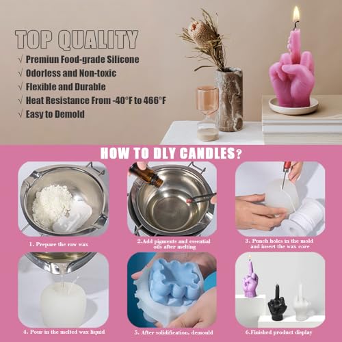 Large Hand Shaped Silicone Mold for Candle Making, 5" Gesture Candle Mold - color: 1Pc Large Hand Shaped
