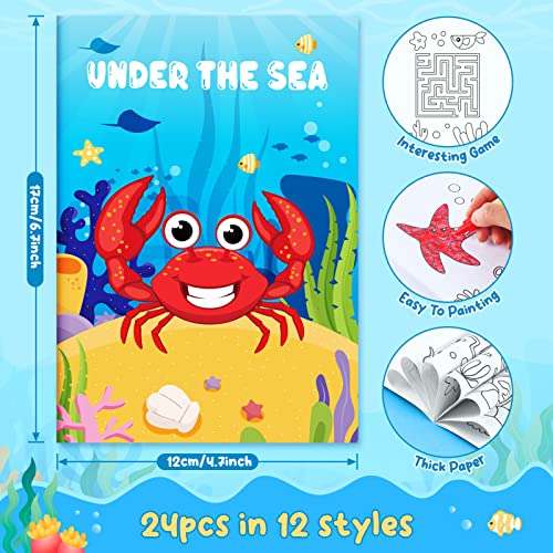 BenLouis 24 Pcs Under the Sea Mini Coloring Books for Kids Party Favors - style: Ocean