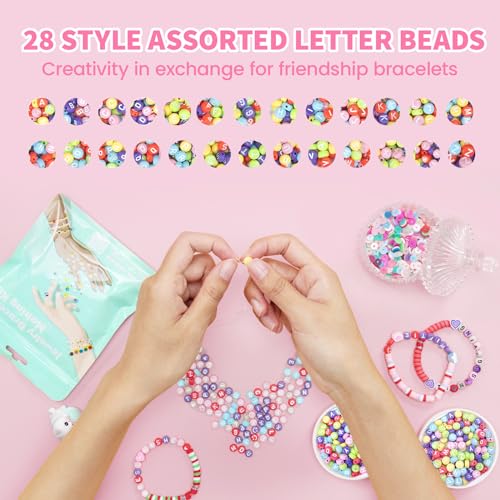 ARTDOT 800 Pieces Assortment Letter Beads for Friendship Bracelets Making Kit, 28 Styles Jewelry Making Supplies Alphabet Beads Set Preppy Crafts Art, White Multicolor - color: White Letter Multicolor Bead, size: Bag Packed