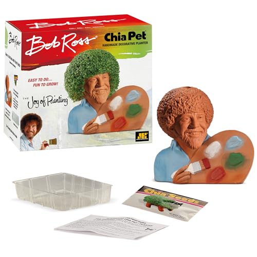 Chia Pet Bob Ross with Palette Terracotta Planter with Seed Pack - style: Bob Ross with Palette