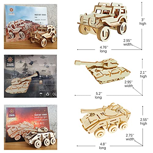 3D Wooden Car Puzzle, 6 Piece Set Wooden Car Brain Teaser Puzzles, DIY Assembly Build Model Kits, Wood Crafts STEM Gifts for for Adults & Teens Birthday Gifts Christmas - color: Car