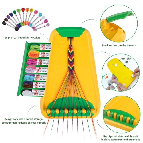 Maynacs Friendship Bracelet Making Kit for Girls 8-12, 28 Pre-Cut Threads - color: Green