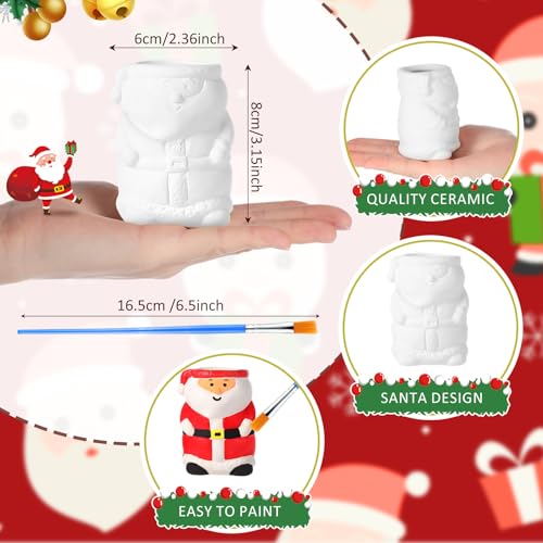 Pasimy 6 Set Ceramics to Paint DIY Succulent Planter Pots, Santa - style: Santa