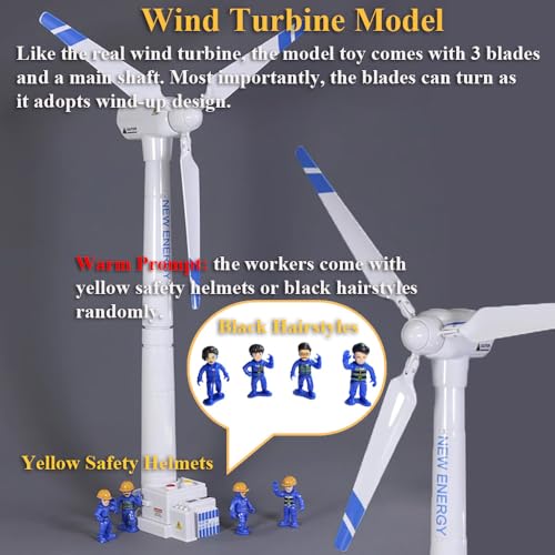 Wind Turbine Model, 21.65 Inch Large Size Generator Windmill Toy Science Kit STEM Experiment With Wind-up Rotatable Blades