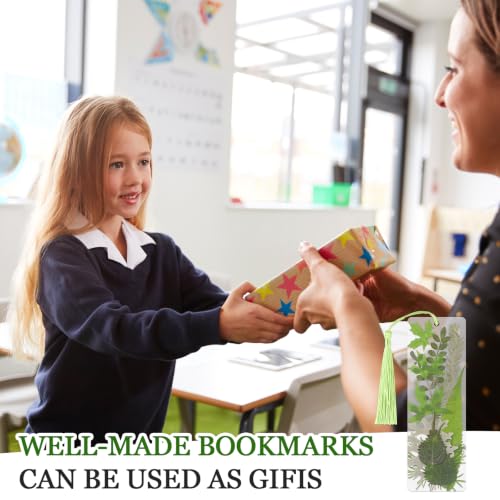20 Sets Dried Leaves Bookmark Making Kit Transparent Bookmark DIY Projects Craft Gift Bulk PET Sticker with Color Tassels and Tweezer for Classroom Activities Reading Award and Book Lovers (Leaves) - style: Leaves