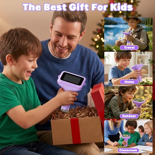 Kids Microscope, 1000X with 3.0" Large IPS Screen (Purple) - color: Purple