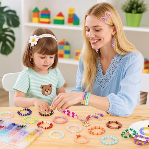 shynek 1120 Pieces Rondelle Beads for Jewelry Making, 28 Colors Glass Abacus Beads, Spacers for Bracelets, Jewelry Making and DIY Crafts, 5x8mm