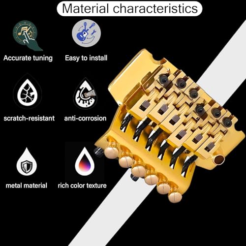 Dual Locking Tremolo Bridge Kit Gold for Floyd Rose Style Electric Guitar - color: Gold, size: 53mm