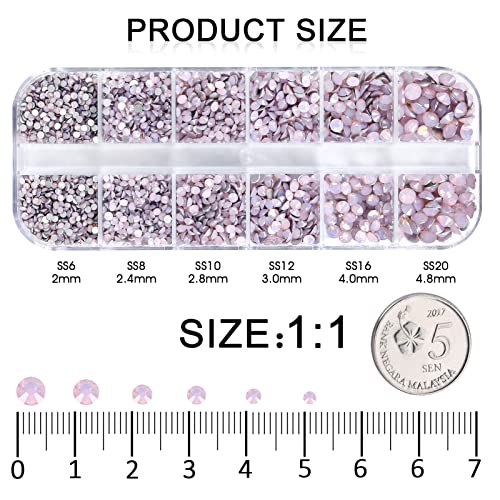 3792pcs Pink Opal Flatback Rhinestones for Bedazzling - color: Pink opal