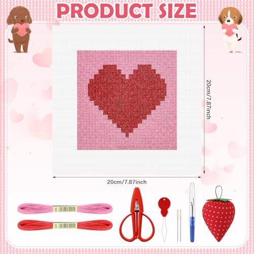 XunYee 21 Pcs Heart Needlepoint Kit for Beginners Adults Starters - style: Heart