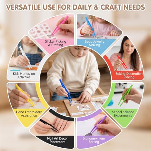 10 Pcs Colorful Plastic Fine Point Bead Tweezers