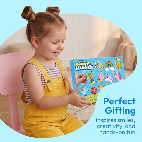 JOYIN 12 pcs Fantasy Wooden Magnets, Kids Unicorn Painting Craft, Spring and Rainy Day Activities School Art Projects, Toys for Kids Aged 3+ Birthday Easter - style: Fantasy