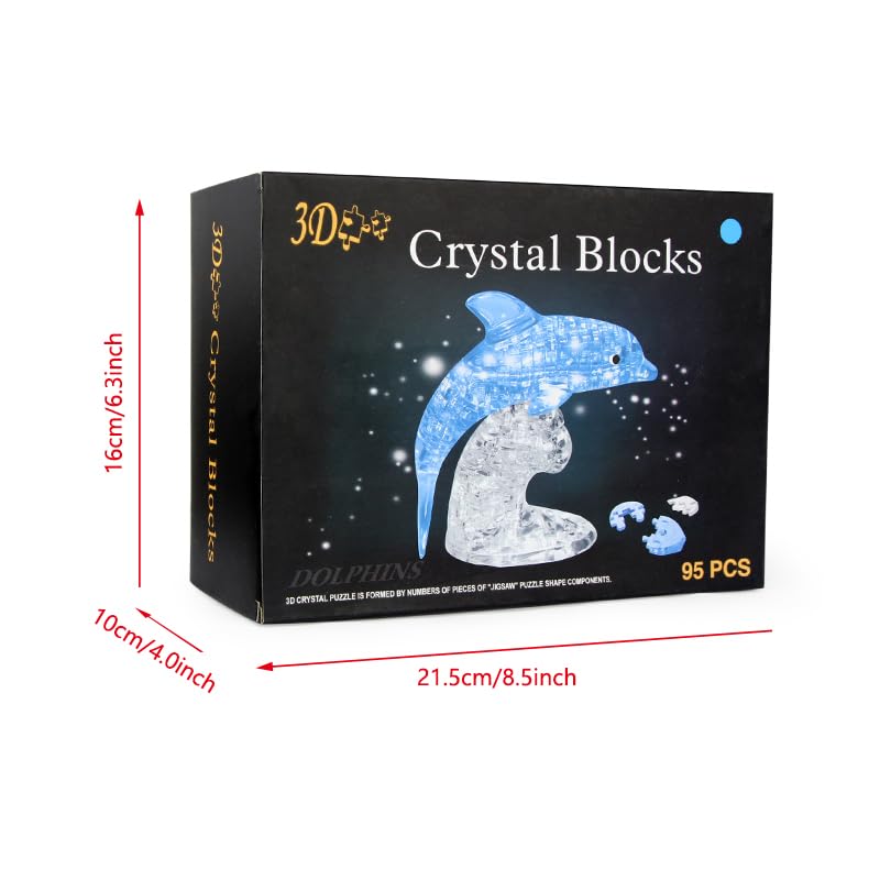 3D Crystal Dolphin Puzzle, Crystal Puzzle Brainteasers for Puzzlers Ages 16 and Up, 95Pcs (Pink-Dolphin) - color: Pink-dolphin