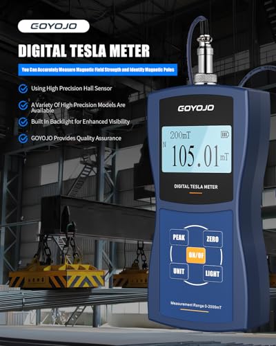 Gauss Meter with High Precision Probe, Digital Magnetic Field Tester (2400mT/24000Gs), N/S Polarity Identification for Magnet, Motor & Speaker Testing, ±5% Accuracy - color: Blue, size: 5% Accuracy