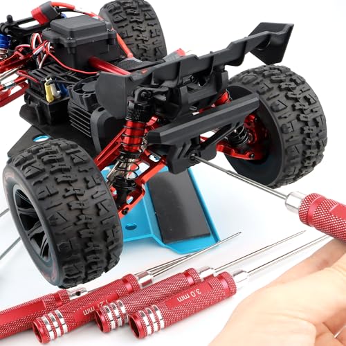 7 Pieces Hex Screw Driver Set 0.9mm 1.27mm 1.3mm 1.5mm 2.0mm 2.5mm 3.0mm Hex Screwdriver Kit RC Repair Tools for Traxxas RC Car Drone Multi-Axis Helicopter Arrma Axial Losi Redcat Racing (Red) - color: Red