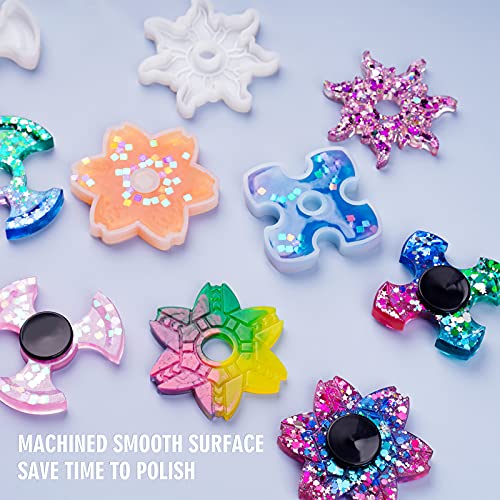 NiArt Fidget Spinner Silicone Resin Mold Kit, 4 Molds, 10 Bearings Set - size: 4 Molds (C) + 10 BLACK Bearings