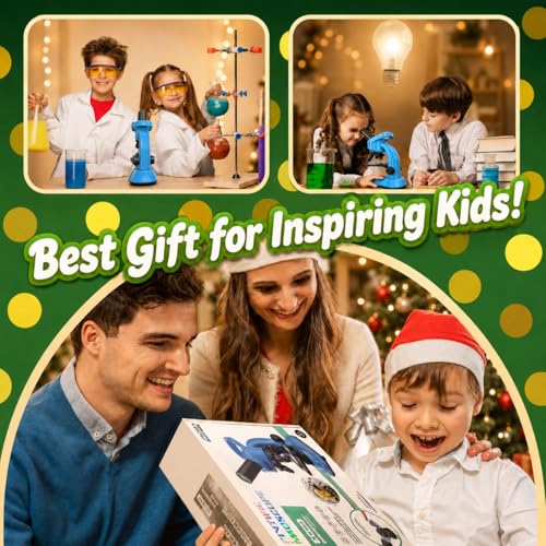 Kids Microscope,40-1600x Microscope Kit for Kids Beginners Children,STEM Kit,Prepared Slides,LED Light and Configured Various Operating Tools- Science Experiment Toy for Kids Ages 6-12