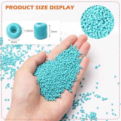 5000pcs Blue Glass Seed Beads Bulk, Small Tiny Waist Spacer Beads for Bracelet, Necklace Jewelry Making, DIY Craft Projects(3mm 8/0) - color: Blue 2, size: 3mm