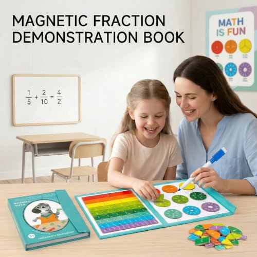 Magnetic Fraction Educational Puzzle - Magnetic Fraction Playbook for Kids