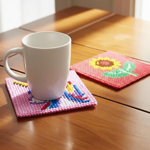 Pllieay 10-in-1 Plastic Canvas Kit for Beginners, Easy Needlepoint Kit